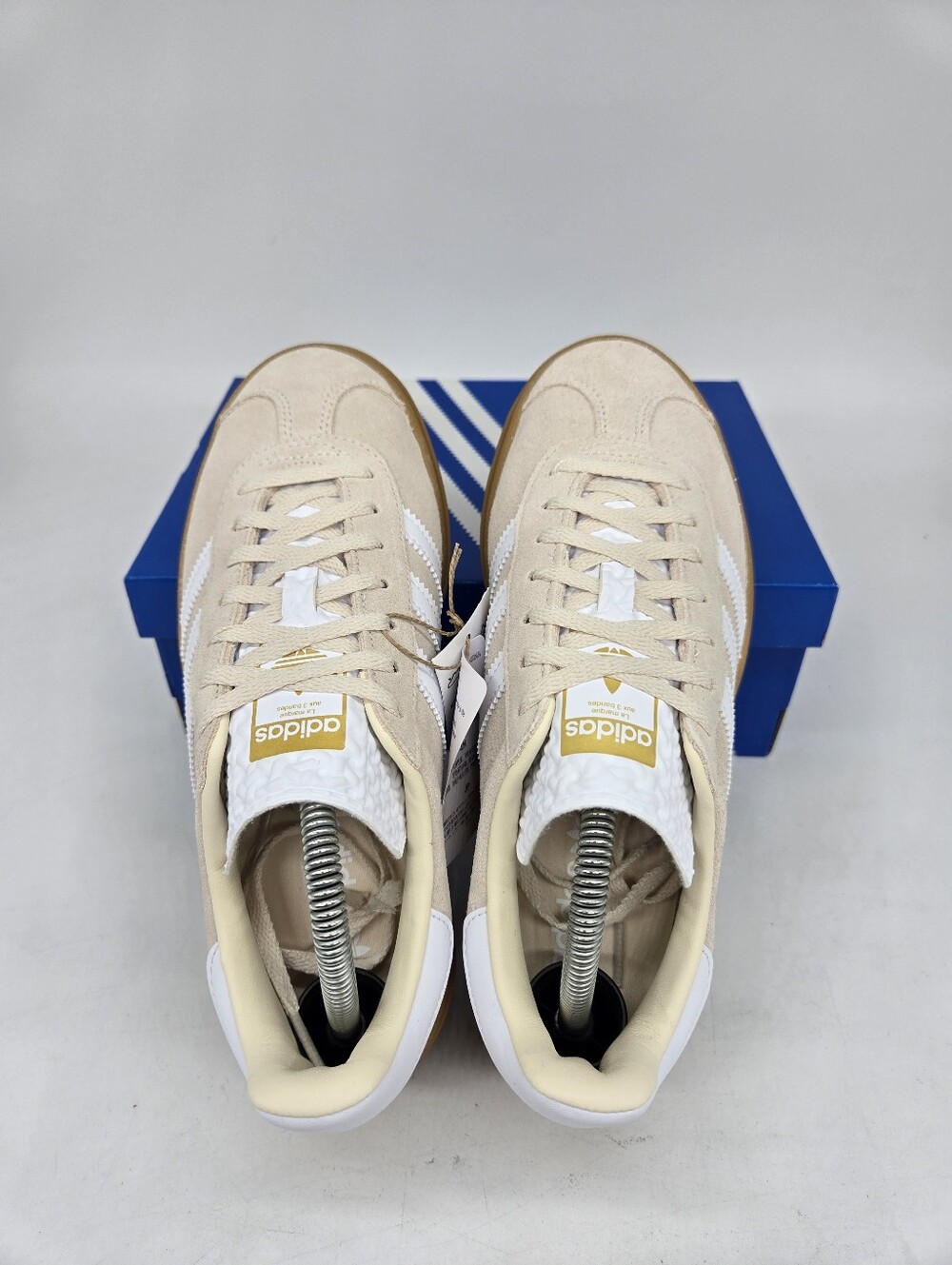 adidas Originals Gazelle Bold JP9288 White Beige Gold Shoes Women's Size 8.5 - Picture 5 of 8